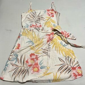 Billabong Island Hopper Cream Floral Sleeveless Mini Dress Size M